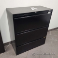 Black Global 3 Drawer Lateral File Cabinet, Locking